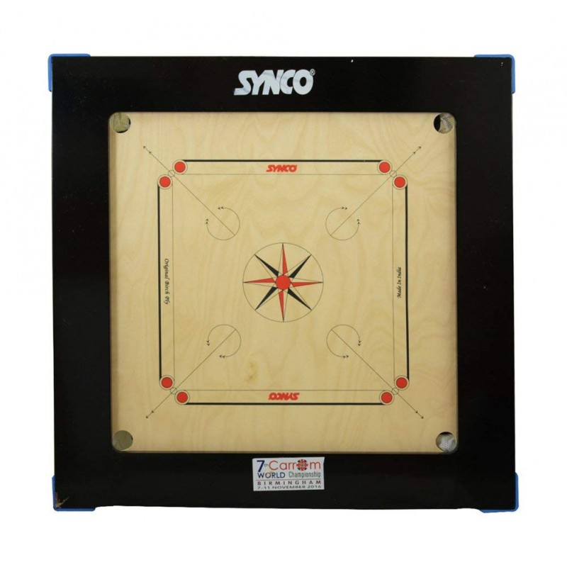 Synco Set Completo Pedine Carrom Da Torneo – 24 Pedine (11 Bianche, 11 Nere, 2 Rosse) + Striker 15g, Professionale, Fatto In India